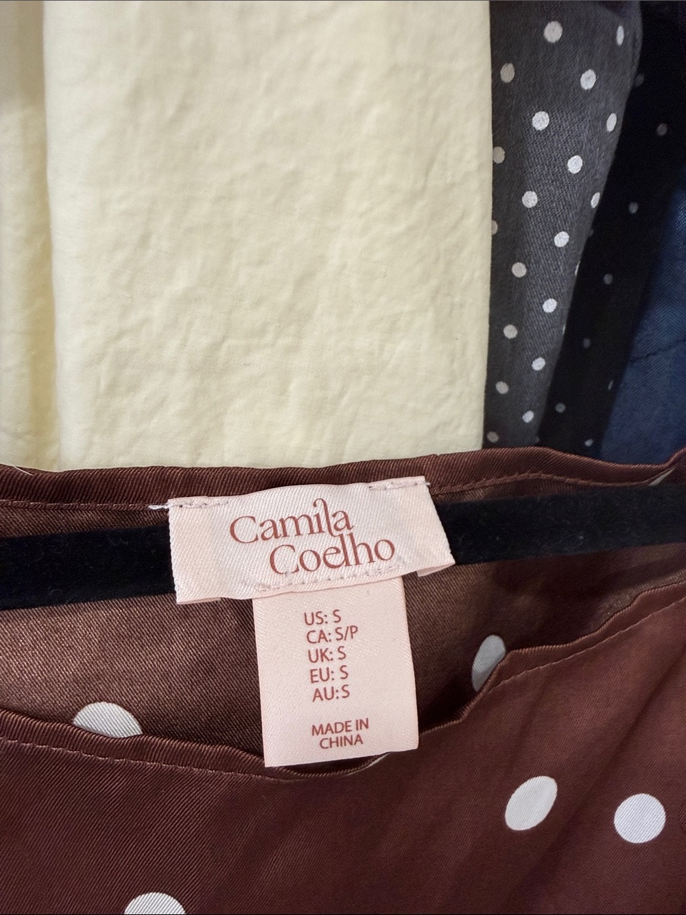 Camila Coelho Brown Polka Dot Tie-Shoulder Dress - Picture 3 of 4
